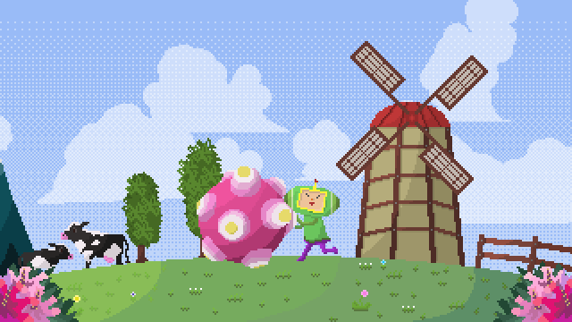 The prince from Katamari rolls across the world, while the King of All Cosmos looks on from space.